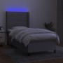 Box spring bed mattress and LED lights light gray fabric 90x190 cm by vidaXL, Beds and slatted bases - Ref: Foro24-3138437, P...