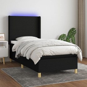 Box spring bed mattress and LED lights black fabric 100x200 cm by vidaXL, Beds and slatted bases - Ref: Foro24-3138695, Price...