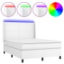 Boxspringbett mit Matratze und LED-weißem Kunstleder 140x190 cm von vidaXL, Betten und Lattenroste - Ref: Foro24-3139260, Pre...