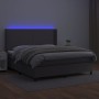 Box spring bed with mattress and LED gray synthetic leather 180x200 cm by vidaXL, Beds and slatted bases - Ref: Foro24-313928...