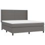 Box spring bed with mattress and LED gray synthetic leather 180x200 cm by vidaXL, Beds and slatted bases - Ref: Foro24-313928...