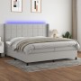 Cama box spring con colchón tela y LED gris claro 200x200 cm de vidaXL, Camas y somieres - Ref: Foro24-3138341, Precio: 698,4...