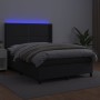 Box spring bed with mattress and LED black synthetic leather 140x200 cm by vidaXL, Beds and slatted bases - Ref: Foro24-31393...