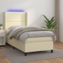 Box spring bed with mattress and LED cream synthetic leather 100x200 cm by vidaXL, Beds and slatted bases - Ref: Foro24-31393...