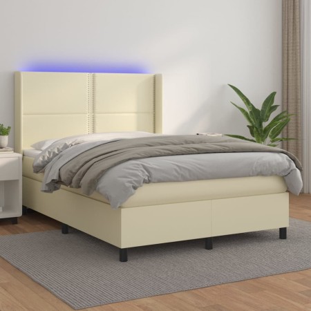 Boxspringbett mit Matratze und LED-Creme-Kunstleder 140x200 cm von vidaXL, Betten und Lattenroste - Ref: Foro24-3139327, Prei...