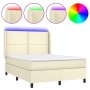 Boxspringbett mit Matratze und LED-Creme-Kunstleder 140x200 cm von vidaXL, Betten und Lattenroste - Ref: Foro24-3139327, Prei...