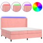 Cama box spring colchón y LED terciopelo rosa 200x200 cm de vidaXL, Camas y somieres - Ref: Foro24-3139468, Precio: 664,54 €,...