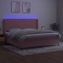 Cama box spring colchón y LED terciopelo rosa 200x200 cm de vidaXL, Camas y somieres - Ref: Foro24-3139468, Precio: 664,54 €,...