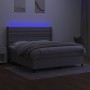 Box spring bed mattress and LED lights light gray fabric 180x200 cm by vidaXL, Beds and slatted bases - Ref: Foro24-3138573, ...