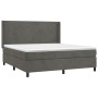 Box spring bed with mattress and LED dark gray velvet 180x200 cm by vidaXL, Beds and slatted bases - Ref: Foro24-3139458, Pri...