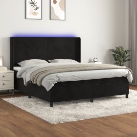 Cama box spring colchón y LED terciopelo negro 160x200 cm de vidaXL, Camas y somieres - Ref: Foro24-3139453, Precio: 563,99 €...