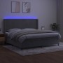 Box spring bed with mattress and LED light gray velvet 200x200 cm by vidaXL, Beds and slatted bases - Ref: Foro24-3139463, Pr...