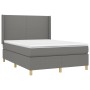 Box spring bed mattress and LED lights dark gray fabric 140x190 cm by vidaXL, Beds and slatted bases - Ref: Foro24-3138710, P...