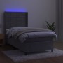 Box spring bed with mattress and LED light gray velvet 90x190 cm by vidaXL, Beds and slatted bases - Ref: Foro24-3139535, Pri...