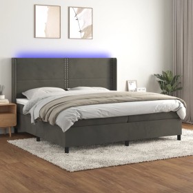 Cama box spring colchón y LED terciopelo gris oscuro 200x200 cm de vidaXL, Camas y somieres - Ref: Foro24-3139524, Precio: 65...