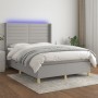 Boxspringbettmatratze und LED-Leuchten hellgrauer Stoff 140x200 cm von vidaXL, Betten und Lattenroste - Ref: Foro24-3138957, ...