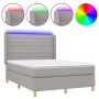 Cama box spring colchón y luces LED tela gris claro 140x200 cm de vidaXL, Camas y somieres - Ref: Foro24-3138957, Precio: 528...