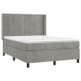 Box spring bed with mattress and LED light gray velvet 140x190 cm by vidaXL, Beds and slatted bases - Ref: Foro24-3139559, Pr...