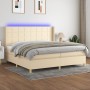 Boxspringbettmatratze und LED-Leuchten aus cremefarbenem Stoff 200x200 cm von vidaXL, Betten und Lattenroste - Ref: Foro24-31...