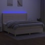 Box spring bed mattress and LED lights cream fabric 200x200 cm by vidaXL, Beds and slatted bases - Ref: Foro24-3138906, Price...