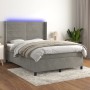 Cama box spring colchón y LED terciopelo gris claro 140x200 cm de vidaXL, Camas y somieres - Ref: Foro24-3139625, Precio: 514...