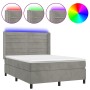 Cama box spring colchón y LED terciopelo gris claro 140x200 cm de vidaXL, Camas y somieres - Ref: Foro24-3139625, Precio: 514...