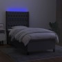 Box spring bed mattress and LED lights dark gray fabric 90x190 cm by vidaXL, Beds and slatted bases - Ref: Foro24-3138518, Pr...