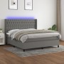 Box spring bed mattress and LED lights dark gray fabric 160x200 cm by vidaXL, Beds and slatted bases - Ref: Foro24-3138566, P...