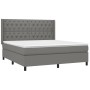 Boxspringbettmatratze und LED-Leuchten dunkelgrauer Stoff 160x200 cm von vidaXL, Betten und Lattenroste - Ref: Foro24-3138566...