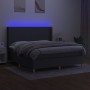 Box spring bed mattress and LED lights dark gray fabric 180x200 cm by vidaXL, Beds and slatted bases - Ref: Foro24-3138734, P...