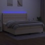 Box spring bed mattress and LED lights cream fabric 200x200 cm by vidaXL, Beds and slatted bases - Ref: Foro24-3138586, Price...