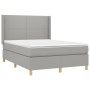 Boxspringbettmatratze und LED-Leuchten hellgrauer Stoff 140x190 cm von vidaXL, Betten und Lattenroste - Ref: Foro24-3138709, ...