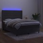 Box spring bed with mattress and LED dark gray velvet 140x200 cm by vidaXL, Beds and slatted bases - Ref: Foro24-3139626, Pri...