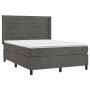 Box spring bed with mattress and LED dark gray velvet 140x200 cm by vidaXL, Beds and slatted bases - Ref: Foro24-3139626, Pri...