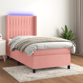 Boxspringbett mit Matratze und LED-Rosa-Samt 90x200 cm von vidaXL, Betten und Lattenroste - Ref: Foro24-3139666, Preis: 374,3...