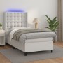 Box spring bed and LED mattress white synthetic leather 90x190 cm by vidaXL, Beds and slatted bases - Ref: Foro24-3139356, Pr...