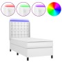 Boxspringbett und LED-Matratze aus weißem Kunstleder 90x190 cm von vidaXL, Betten und Lattenroste - Ref: Foro24-3139356, Prei...