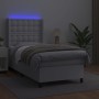 Box spring bed and LED mattress white synthetic leather 90x190 cm by vidaXL, Beds and slatted bases - Ref: Foro24-3139356, Pr...