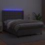 Cama box spring colchón y LED cuero sintético gris 140x190 cm de vidaXL, Camas y somieres - Ref: Foro24-3139383, Precio: 571,...