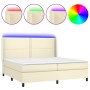 Boxspringbett mit Matratze und LED-Creme-Kunstleder 200x200 cm von vidaXL, Betten und Lattenroste - Ref: Foro24-3139345, Prei...