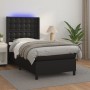 Box spring bed with mattress and LED black synthetic leather 100x200 cm by vidaXL, Beds and slatted bases - Ref: Foro24-31393...