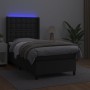 Box spring bed with mattress and LED black synthetic leather 100x200 cm by vidaXL, Beds and slatted bases - Ref: Foro24-31393...