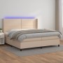 Box spring bed LED mattress cappuccino synthetic leather 200x200cm by vidaXL, Beds and slatted bases - Ref: Foro24-3139348, P...