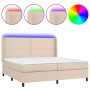 Cama box spring colchón LED cuero sintético capuchino 200x200cm de vidaXL, Camas y somieres - Ref: Foro24-3139348, Precio: 74...