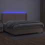 Box spring bed LED mattress cappuccino synthetic leather 200x200cm by vidaXL, Beds and slatted bases - Ref: Foro24-3139348, P...