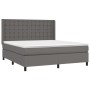 Box spring bed with mattress and LED gray synthetic leather 180x200 cm by vidaXL, Beds and slatted bases - Ref: Foro24-313940...