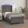 Box spring bed with mattress and LED gray synthetic leather 100x200 cm by vidaXL, Beds and slatted bases - Ref: Foro24-313937...