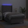 Box spring bed with mattress and LED gray synthetic leather 100x200 cm by vidaXL, Beds and slatted bases - Ref: Foro24-313937...