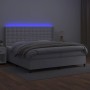 Box spring bed with mattress and LED white synthetic leather 200x200 cm by vidaXL, Beds and slatted bases - Ref: Foro24-31394...