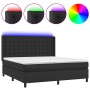 Box spring bed with mattress and LED black synthetic leather 180x200 cm by vidaXL, Beds and slatted bases - Ref: Foro24-31393...